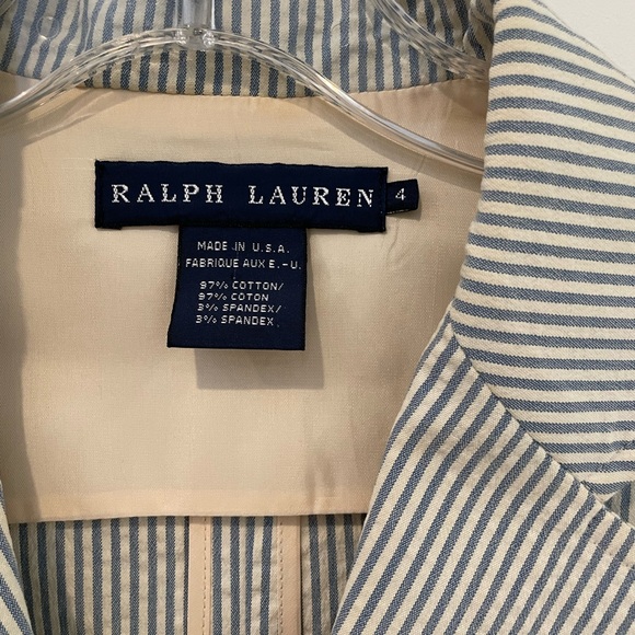 Ralph Lauren blue label seersucker blazer size 4 GUC - Picture 2 of 3